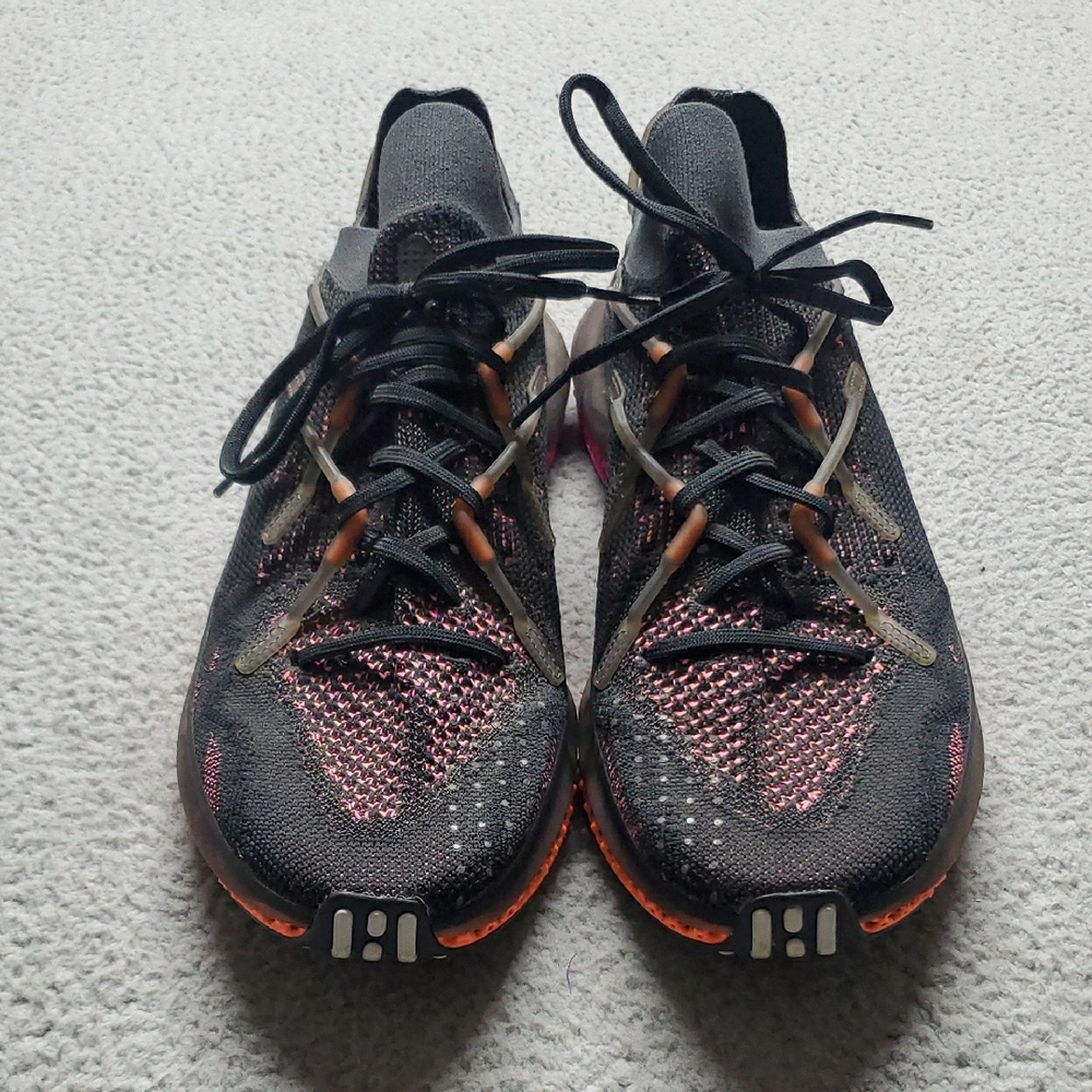 adidas Men's Black Knit Sneakers with Pink and Orange Accents Size 14 - Picture 2 of 10